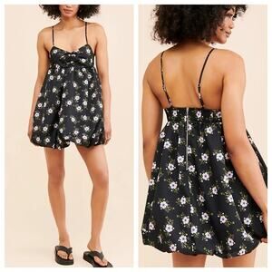 New free people womans in a bubble mini dress floral bubble hem size XL